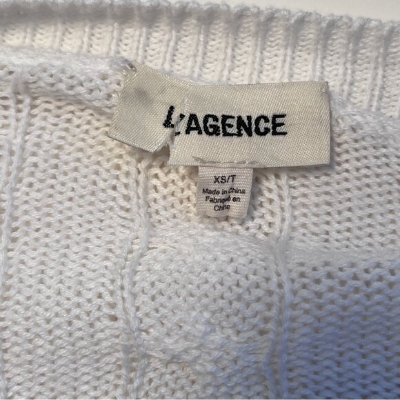 L'AGENCE Savanah Fringed Sweater Color: Ivory size XS - Picture 5 of 6